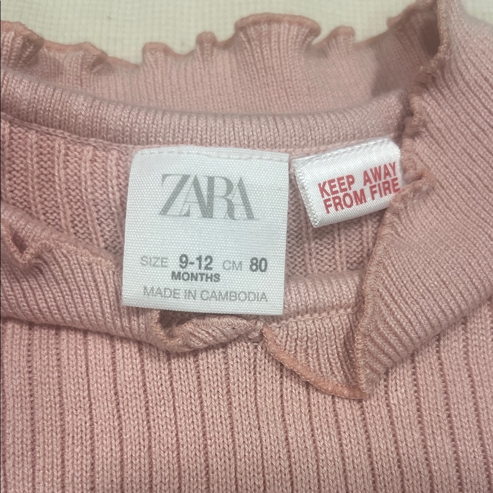 Zara Kids Pink Ribbed and Cream Graphic Tops - Picture 2 of 5
